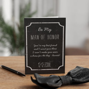 Tarjeta de propuesta de hombre de honor de pizarra