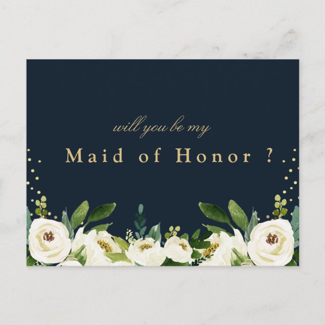 tarjeta de propuesta de honor de criada floral bla (Anverso)