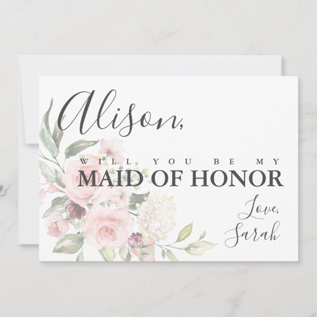 Tarjeta de propuesta de honor para doncella de ros (Anverso)