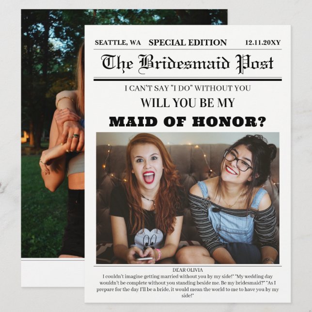 Tarjeta de propuesta de honorarios de periódico (Anverso / Reverso)