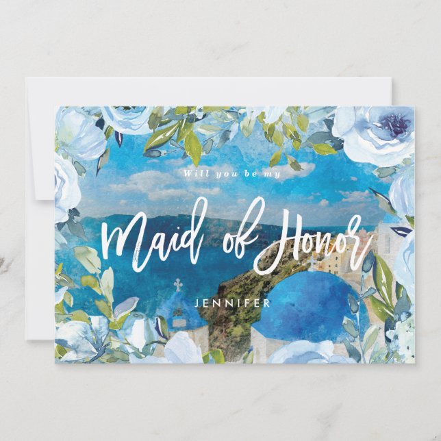 Tarjeta de propuesta de honra floral Santorini (Anverso)