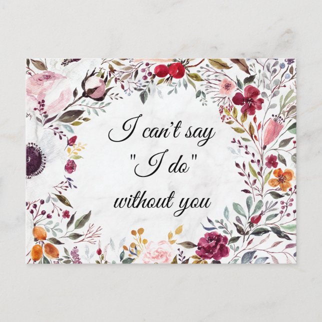 Tarjeta de propuesta de la Boda Floral de Mármol B (Anverso)