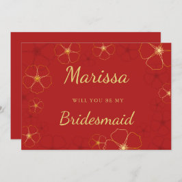 Tarjeta de propuesta de la Bridesmaid con flores d