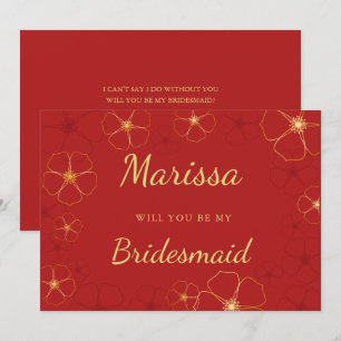 Tarjeta de propuesta de la Bridesmaid con flores d