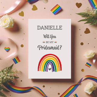 Tarjeta de propuesta de la dama de honor arcoiris 
