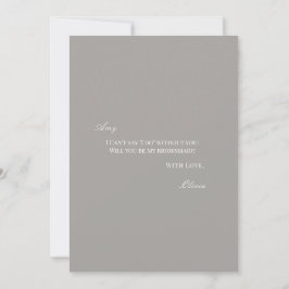 Tarjeta de propuesta de la dama de honor blanca y