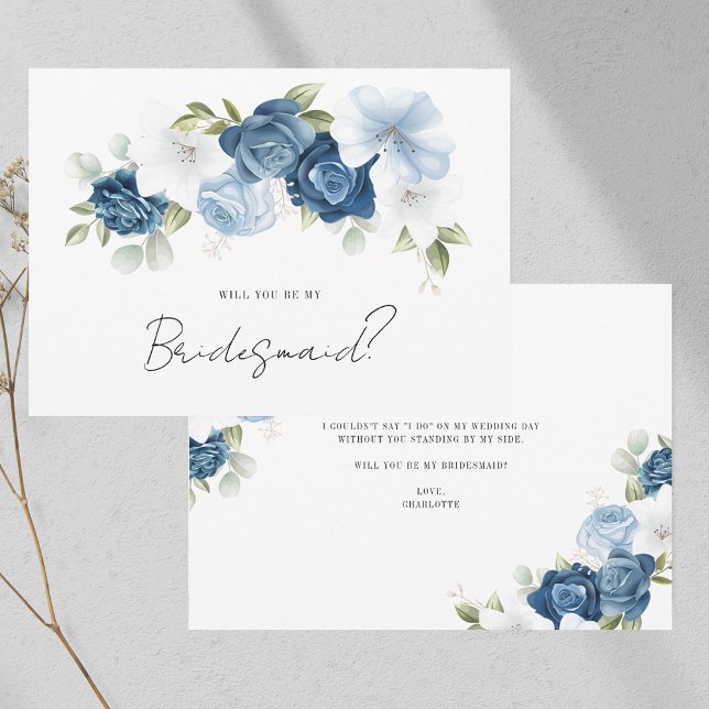 Tarjeta de propuesta de la dama de honor floral ac (Watercolor Floral Bridesmaid Proposal Card)