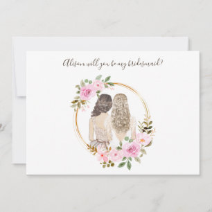 Tarjeta de propuesta de la dama de honor floral ac