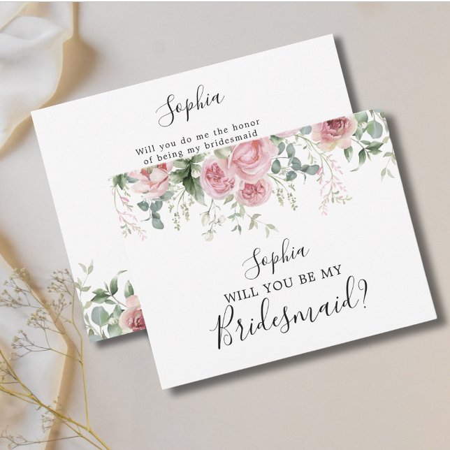 Tarjeta de propuesta de la dama de honor floral ro (Subido por el creador)