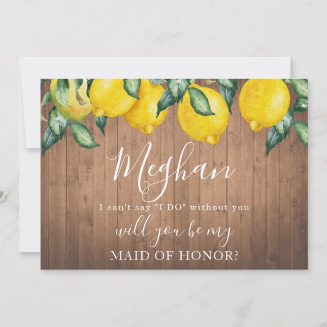 Tarjeta de propuesta de la dama de honor Lemones y (Anverso)