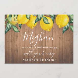 Tarjeta de propuesta de la dama de honor Lemones y