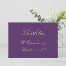 Tarjeta de propuesta de la dama de honor morada de