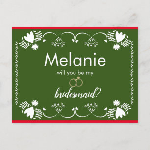Tarjeta de propuesta de la dama de honor verde Pap