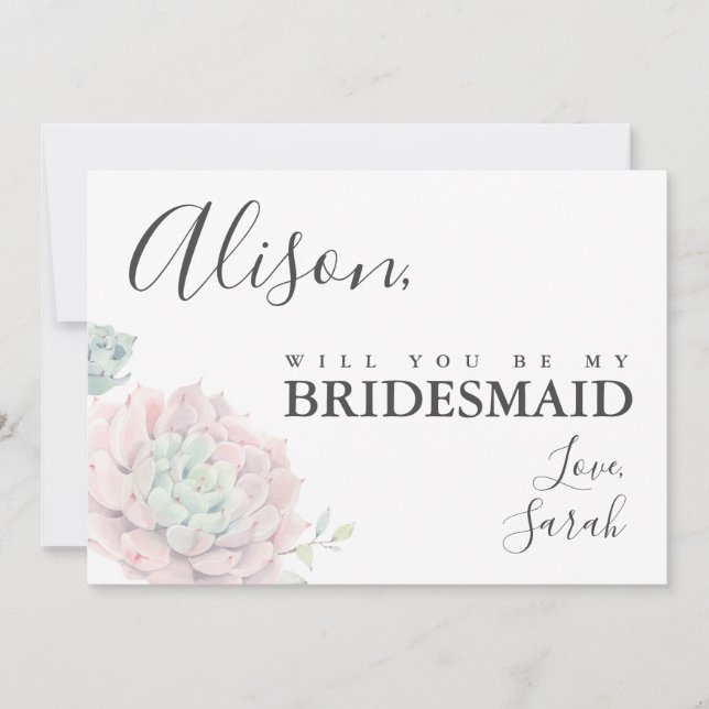 Tarjeta de propuesta de la exitosa dama de honor r (Anverso)