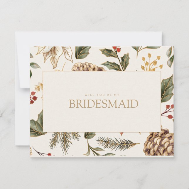 Tarjeta de propuesta de la Foliage Bridesmaid navi (Anverso)