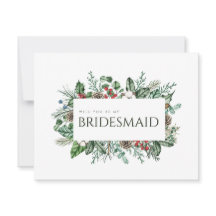 Tarjeta de propuesta de la Foliage Bridesmaid navi