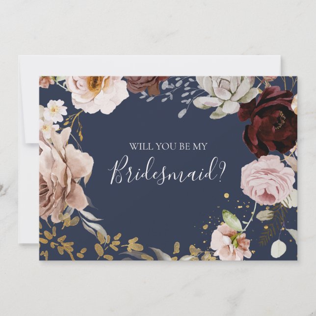 Tarjeta de propuesta de la moderna Marina Floral d (Anverso)