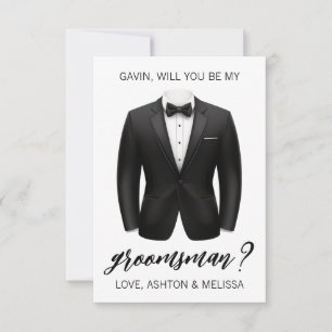 Tarjeta de propuesta de padrino, chaqueta de traje