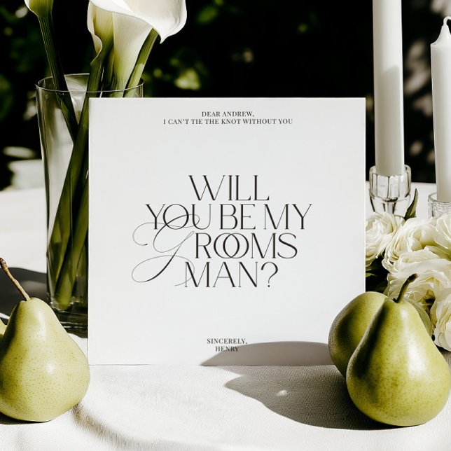 Tarjeta de propuesta de padrino de boda clásica mo (Modern Classic Groomsman Proposal Card)