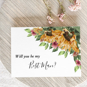 Tarjeta de Propuesta de Padrino de Boho Girasol