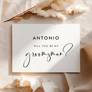 Tarjeta de propuesta de padrino elegante en blanco