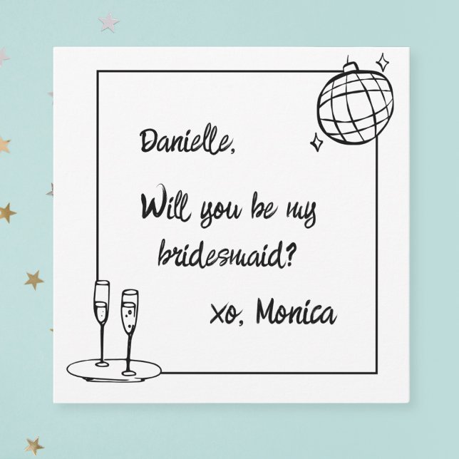 Tarjeta de propuesta de personalizado de disco gra (Pop the question with this fun trendy disco bridesmaid proposal card. Perfect for your bridal squad!)