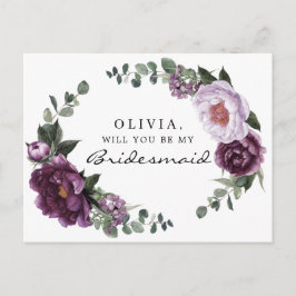 Tarjeta de propuesta de Plum Peonies Bridesmaid