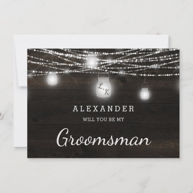Tarjeta de propuesta de roble Ridge Be My Groomsma (Anverso)