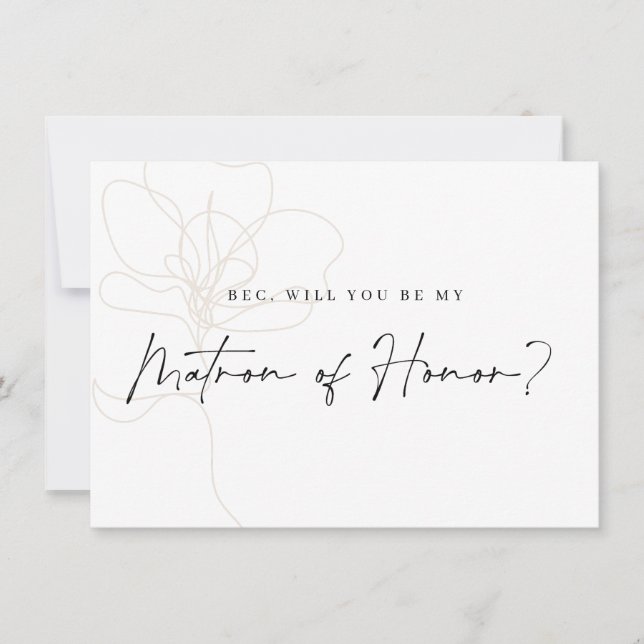 Tarjeta de propuesta de Rosa ilustrada para la dam (Anverso)