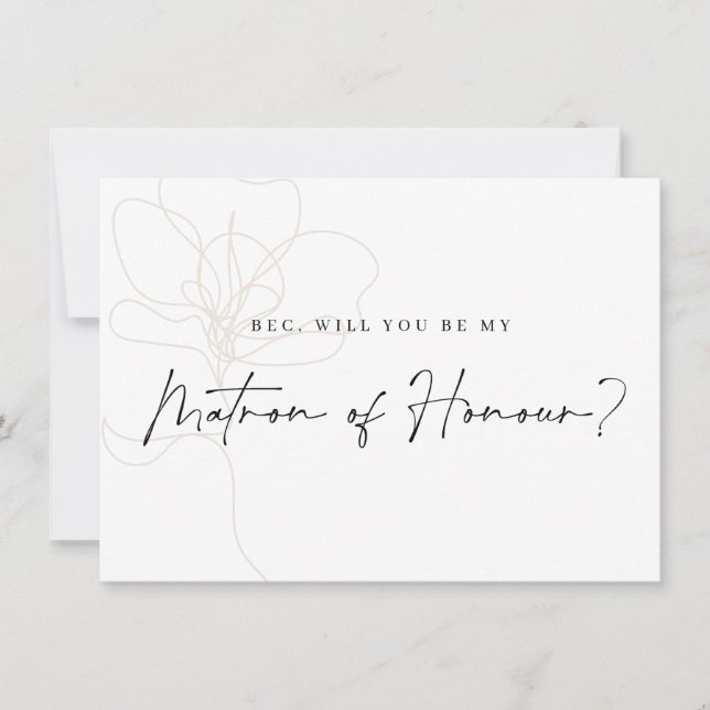 Tarjeta de propuesta de Rosa ilustrada para la dam (Anverso)