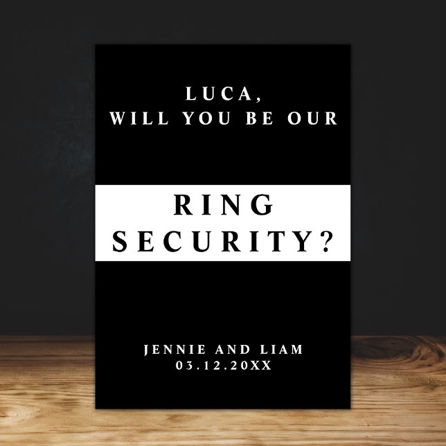 Tarjeta de propuesta de seguridad de anillo de bod (will you be our ring security proposal card template be our ring bearer proposal wedding ring )