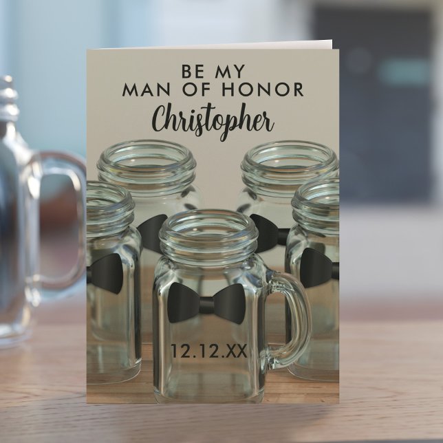 Tarjeta de propuesta de solicitud de Be My Man of  (Ask your Man of Honor to stand  by your side with this card. Mention the free bar and he'll say yes!)