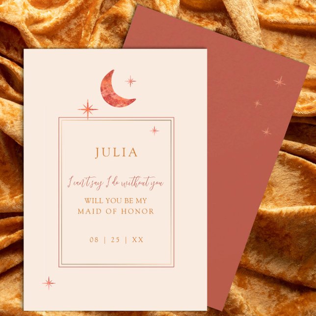 Tarjeta de propuesta de Terracotta Moon Bridesmaid (Subido por el creador)