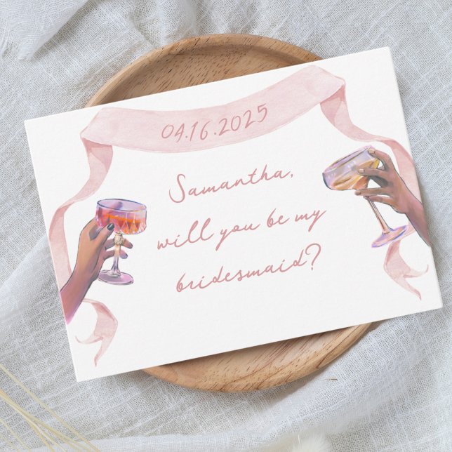 Tarjeta de propuesta elegante personalizada para l (Cute personalized bridesmaid proposal card! )