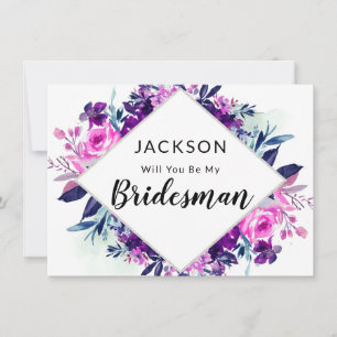 Tarjeta de propuesta encantada con violeta floral 