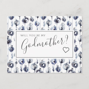 Tarjeta de propuesta Floral Azul de Madera