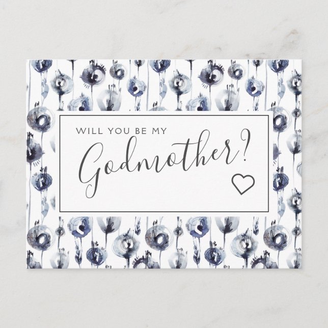 Tarjeta de propuesta Floral Azul de Madera (Anverso)