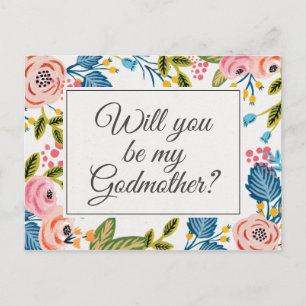 Tarjeta de propuesta floral moderna de la padrina