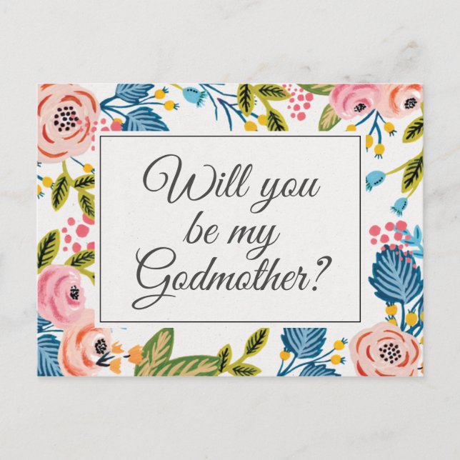 Tarjeta de propuesta floral moderna de la padrina (Anverso)