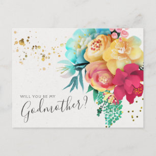 Tarjeta de propuesta Gold Splatter Floral Godwoman