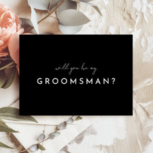 Tarjeta de propuesta Groomsman con guión moderno n