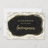 Tarjeta de propuesta Groomsman de Geode Blanco y O