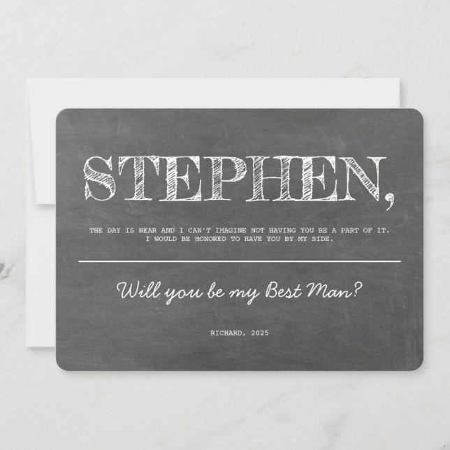 Tarjeta de propuesta Groomsman simple y dulce (Anverso)