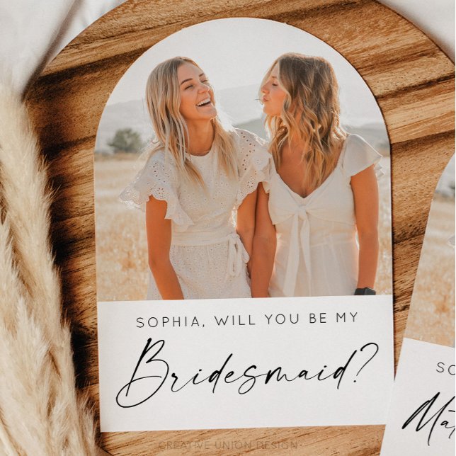 Tarjeta de propuesta mínima de dama de honor con f (Bridesmaid Proposal Card)