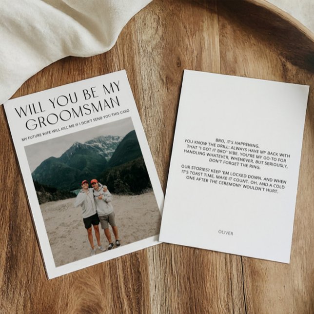 Tarjeta de propuesta mínima de fotomontaje (Minimal Photo Groomsman Proposal Card)
