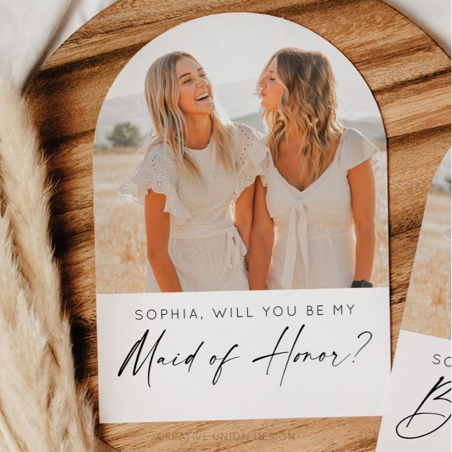 Tarjeta de propuesta mínima de la doncella de hono (Bridesmaid Proposal Card)