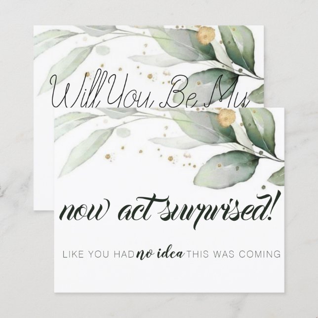 Tarjeta de propuesta mínima para Eucalyptus Brides (Anverso / Reverso)