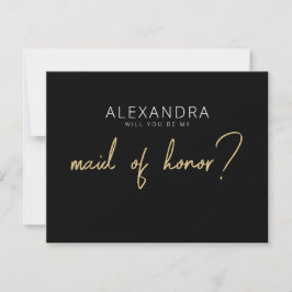 Tarjeta de propuesta moderna de Black + Gold Maid 
