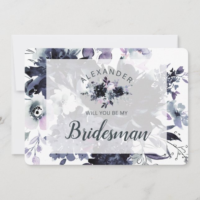 Tarjeta de propuesta Nocturre Floral Be My Bridesm (Anverso)