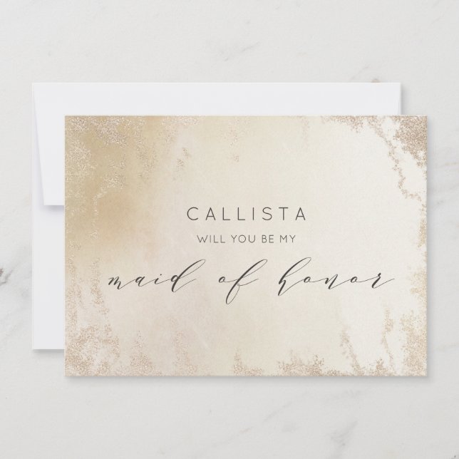 Tarjeta de propuesta Ombre Yellow Gold Luxe Maid o (Anverso)